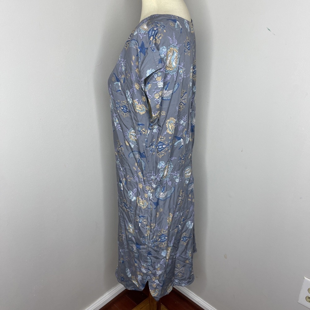 Womens Patagonia June Lake Blue Floral Dress Medium Cap Sleeve Short - Picture 2 of 9